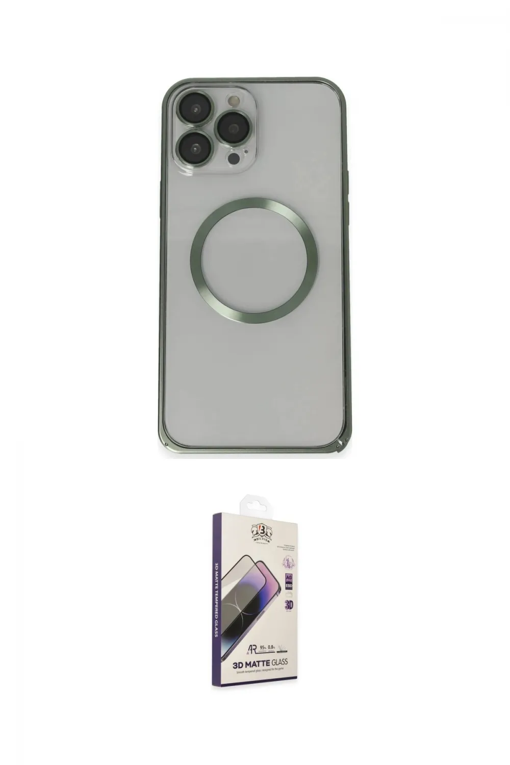 ieg™ iPhone 13 Pro Max Kılıf Ahenk Işık Serisi - Siyah Bilvis 3D Mat Cam Ekran Koruyucu