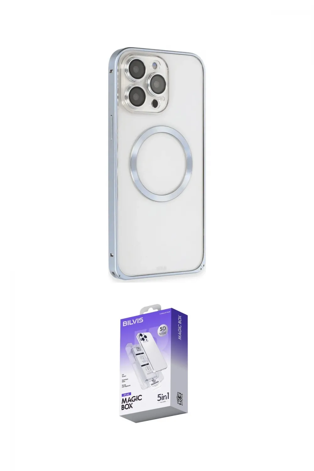 ieg™ iPhone 13 Pro Max Kılıf Ahenk Işık Serisi - Siyah Bilvis 5in1 3D Magic Cam Ekran Koruyucu