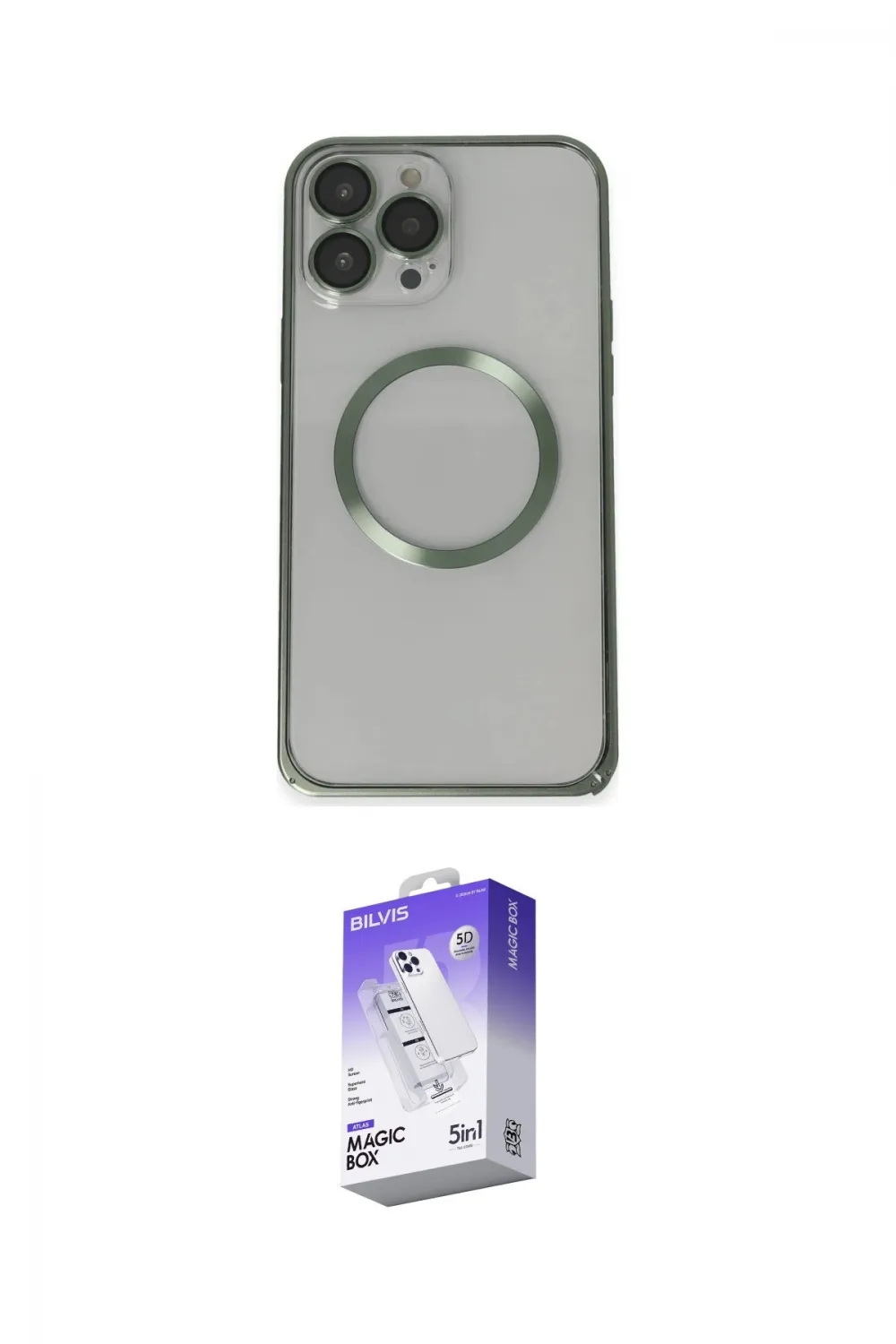 ieg™ iPhone 13 Pro Max Kılıf Ahenk Işık Serisi - Siyah Bilvis 5in1 3D Magic Cam Ekran Koruyucu