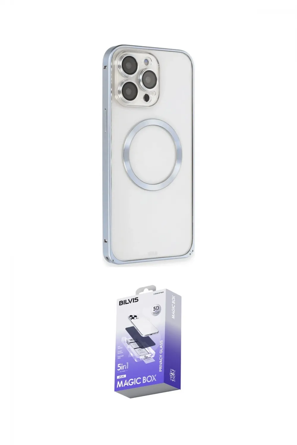 ieg™ iPhone 13 Pro Max Kılıf Ahenk Işık Serisi - Siyah Bilvis 5in1 5D Magic Hayalet Cam Ekran Koruyucu