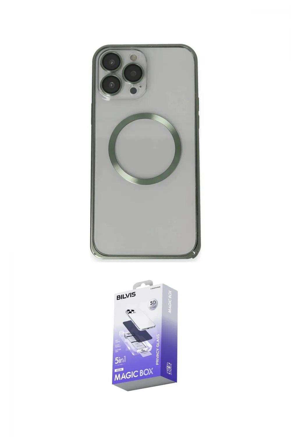 ieg™ iPhone 13 Pro Max Kılıf Ahenk Işık Serisi - Siyah Bilvis 5in1 5D Magic Hayalet Cam Ekran Koruyucu