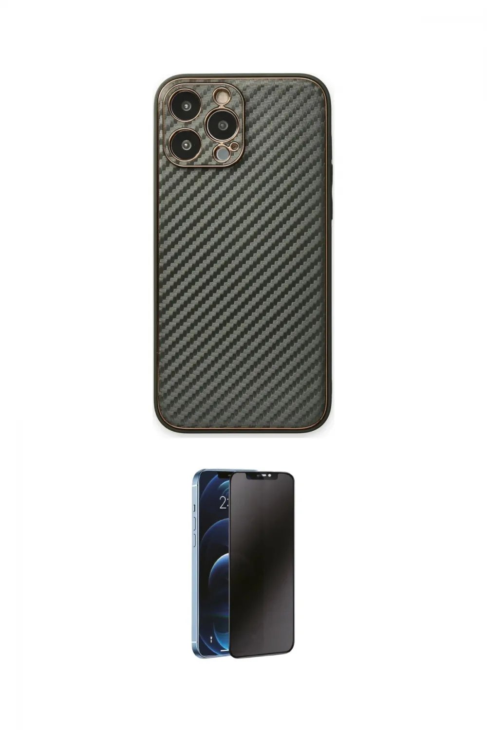 ieg™ iPhone 13 Pro Max Kılıf Ahenk Işık - Siyah 3D Antistatik Hayalet Cam Ekran Koruyucu