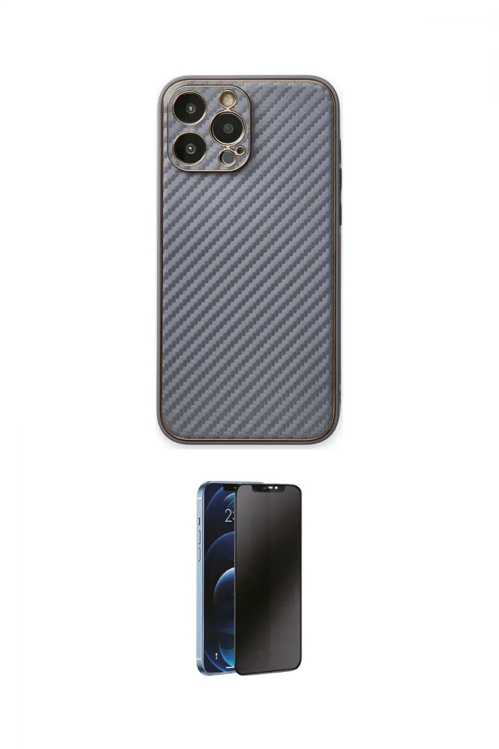 ieg™ iPhone 13 Pro Max Kılıf Ahenk Işık - Siyah 3D Antistatik Hayalet Cam Ekran Koruyucu