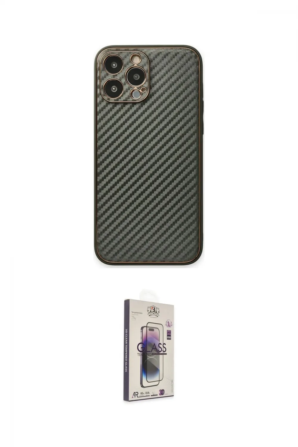 ieg™ iPhone 13 Pro Max Kılıf Ahenk Işık - Siyah Bilvis 3D Cam Ekran Koruyucu