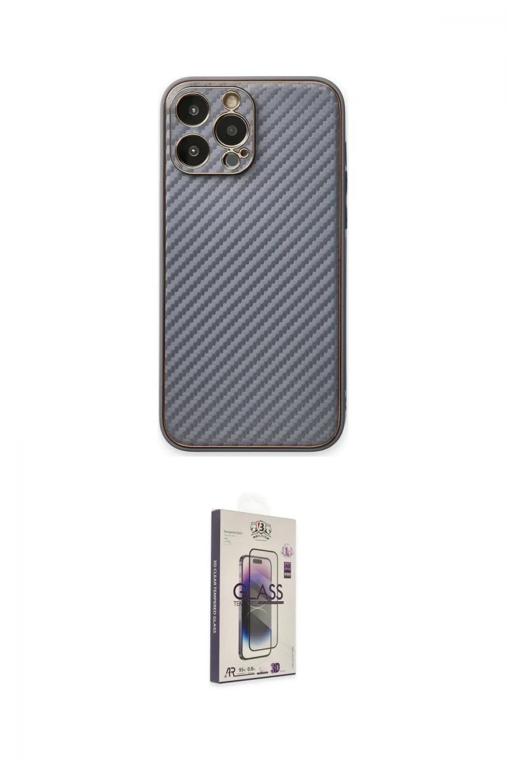 ieg™ iPhone 13 Pro Max Kılıf Ahenk Işık - Siyah Bilvis 3D Cam Ekran Koruyucu