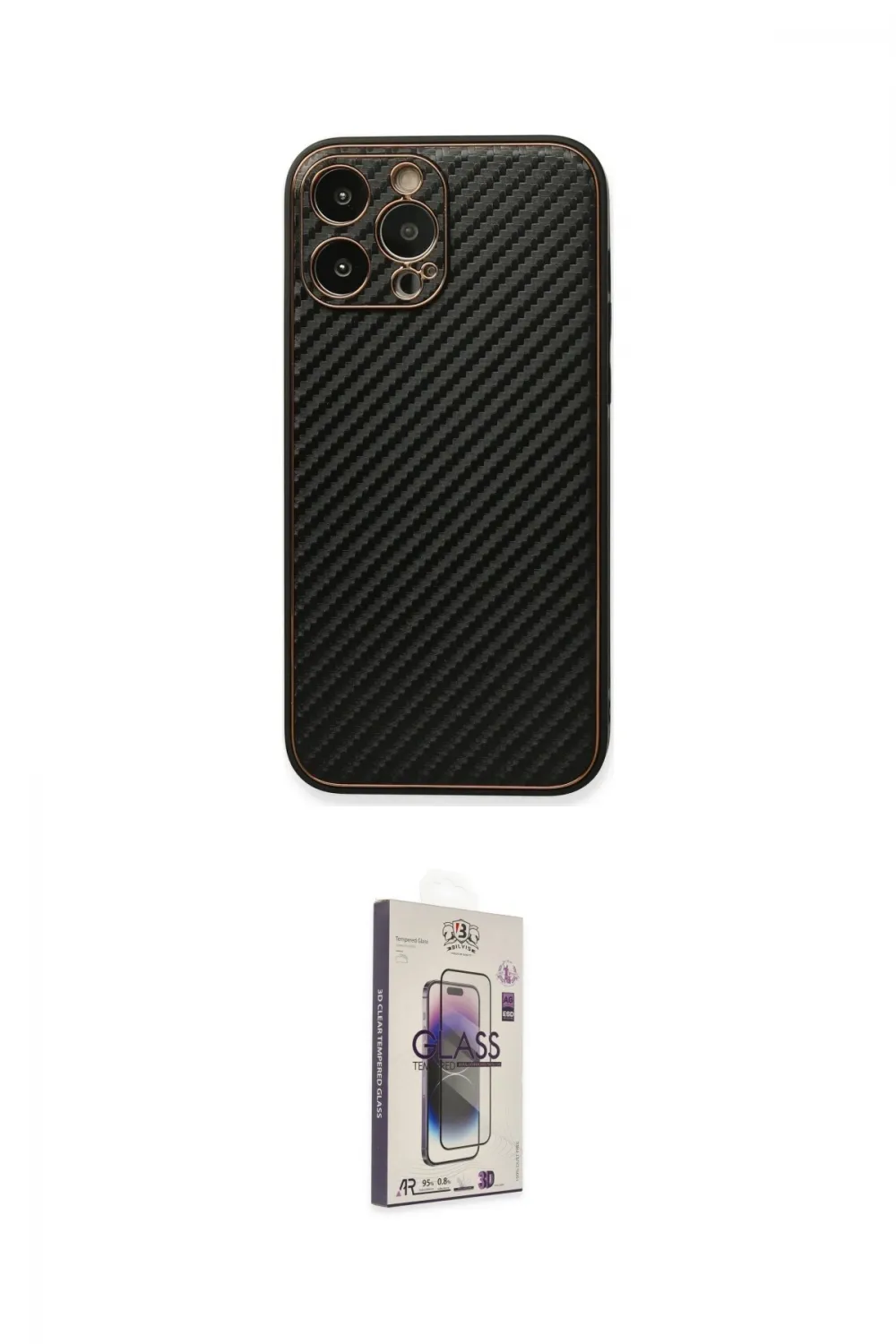 ieg™ iPhone 13 Pro Max Kılıf Ahenk Işık - Siyah Bilvis 3D Cam Ekran Koruyucu