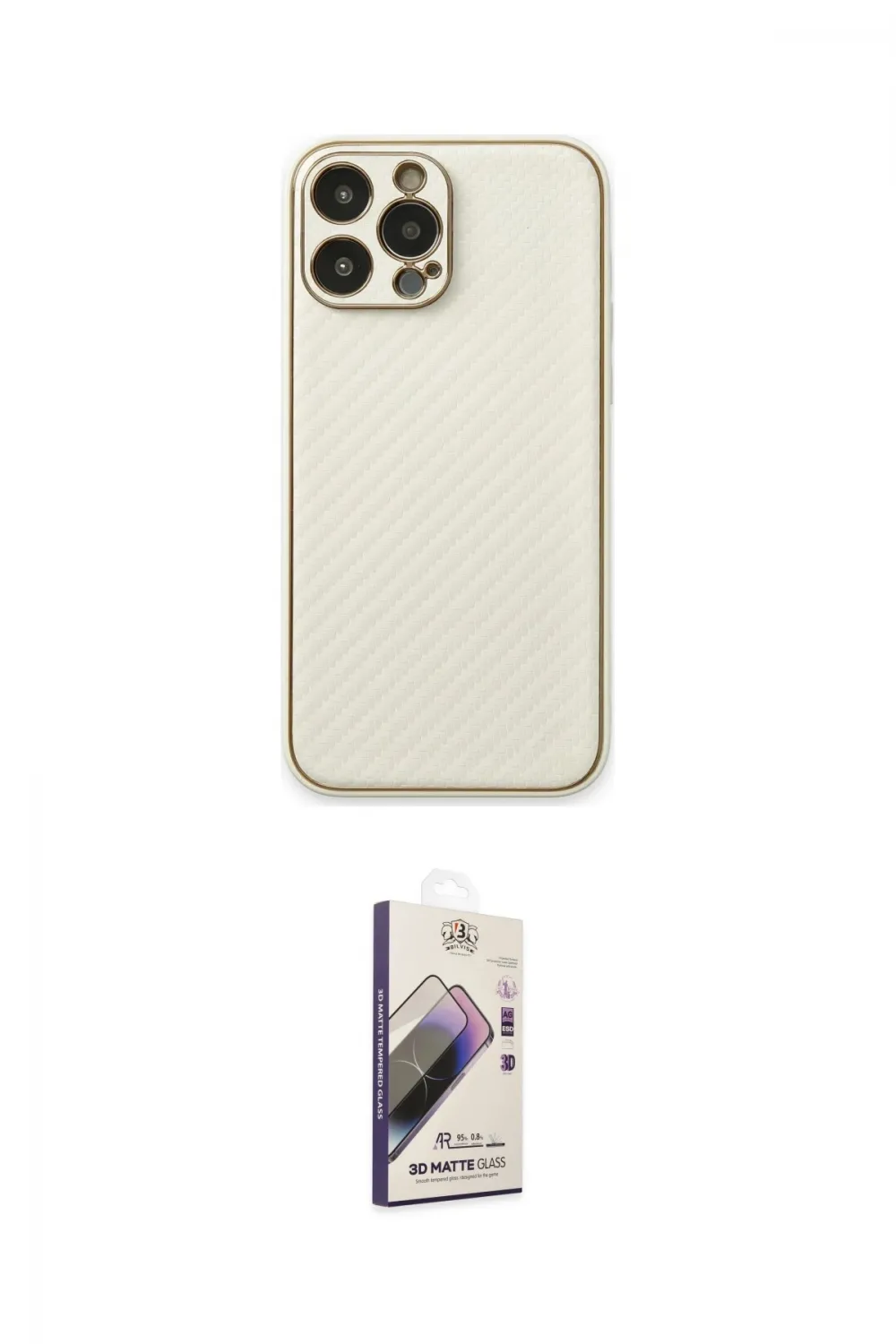 ieg™ iPhone 13 Pro Max Kılıf Ahenk Işık - Siyah Bilvis 3D Mat Cam Ekran Koruyucu