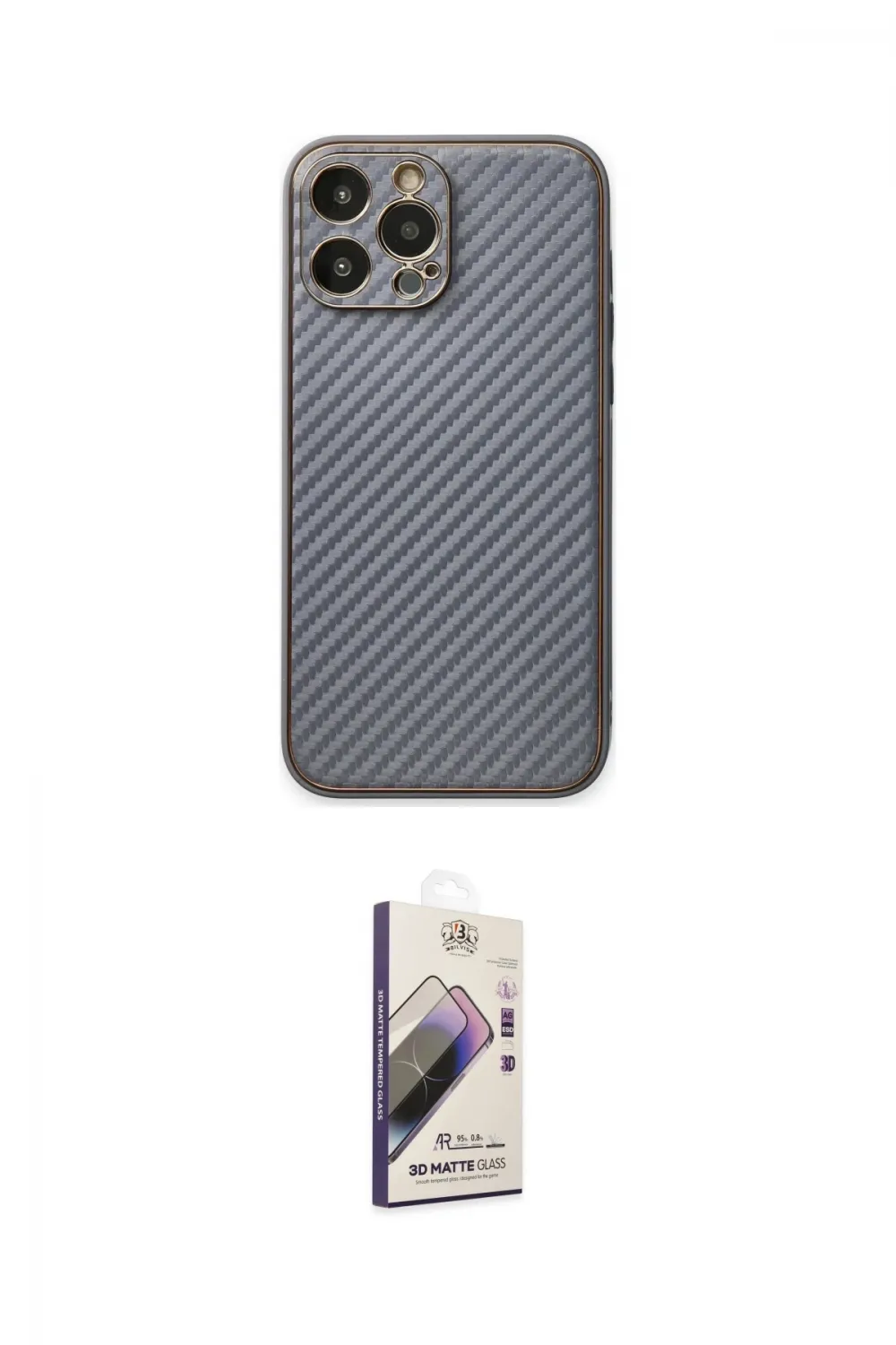 ieg™ iPhone 13 Pro Max Kılıf Ahenk Işık - Siyah Bilvis 3D Mat Cam Ekran Koruyucu