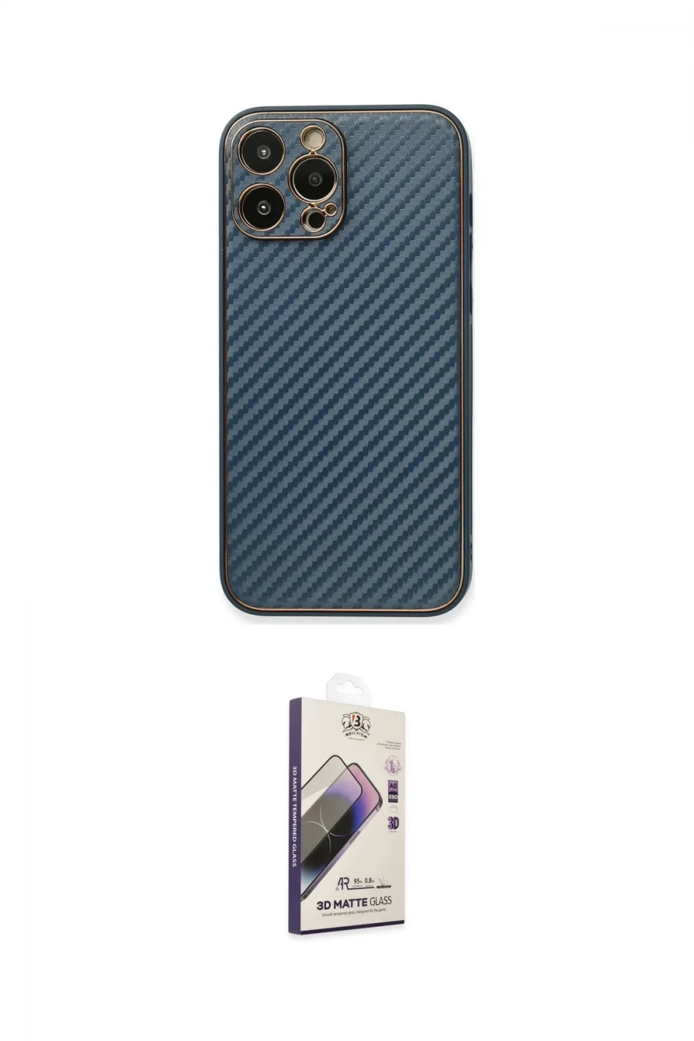 ieg™ iPhone 13 Pro Max Kılıf Ahenk Işık - Siyah Bilvis 3D Mat Cam Ekran Koruyucu