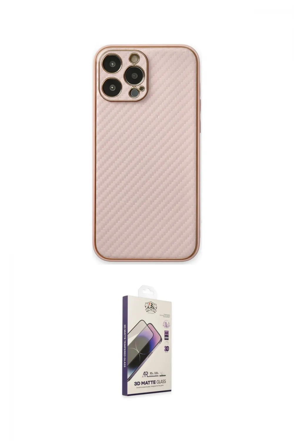 ieg™ iPhone 13 Pro Max Kılıf Ahenk Işık - Siyah Bilvis 3D Mat Cam Ekran Koruyucu