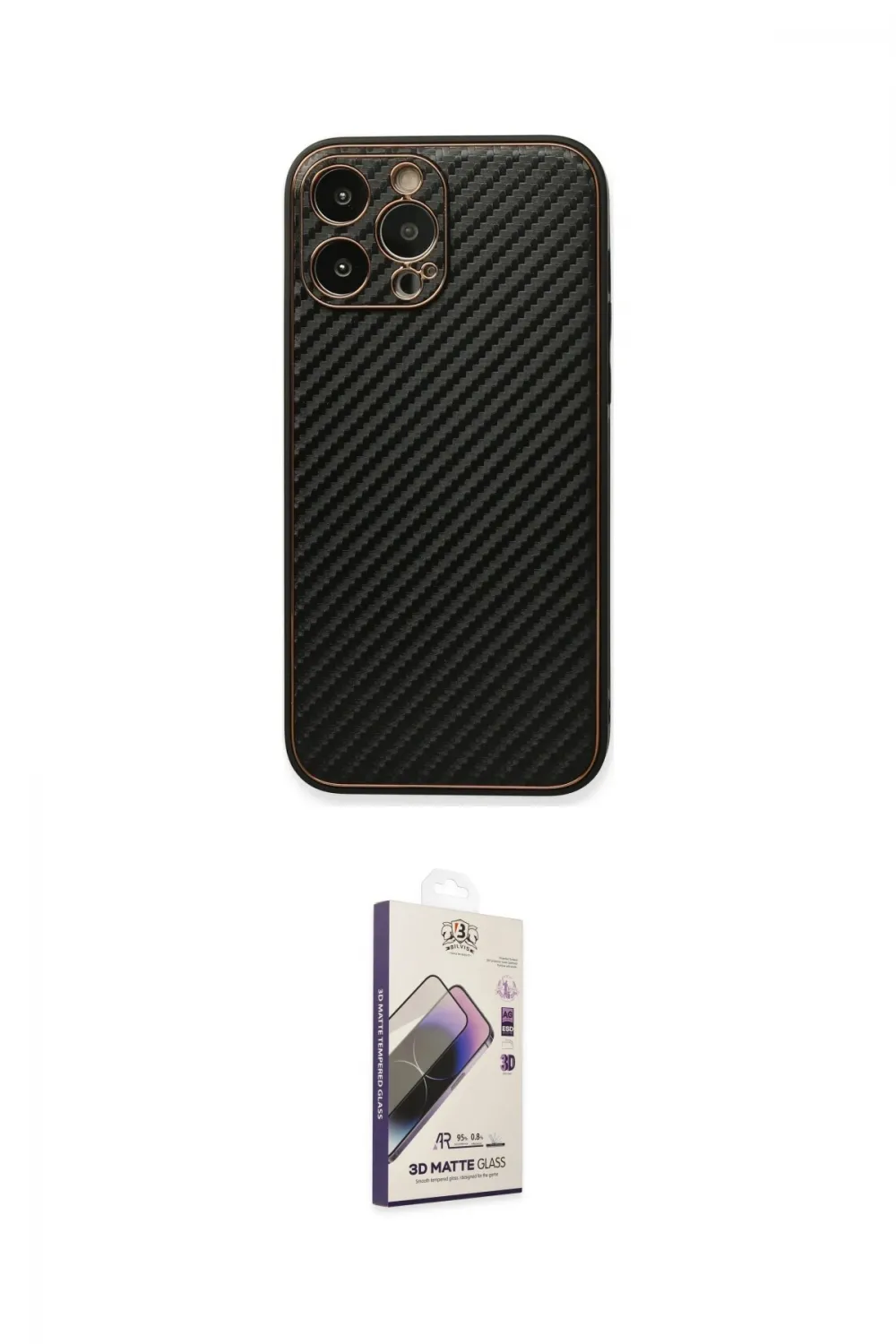 ieg™ iPhone 13 Pro Max Kılıf Ahenk Işık - Siyah Bilvis 3D Mat Cam Ekran Koruyucu
