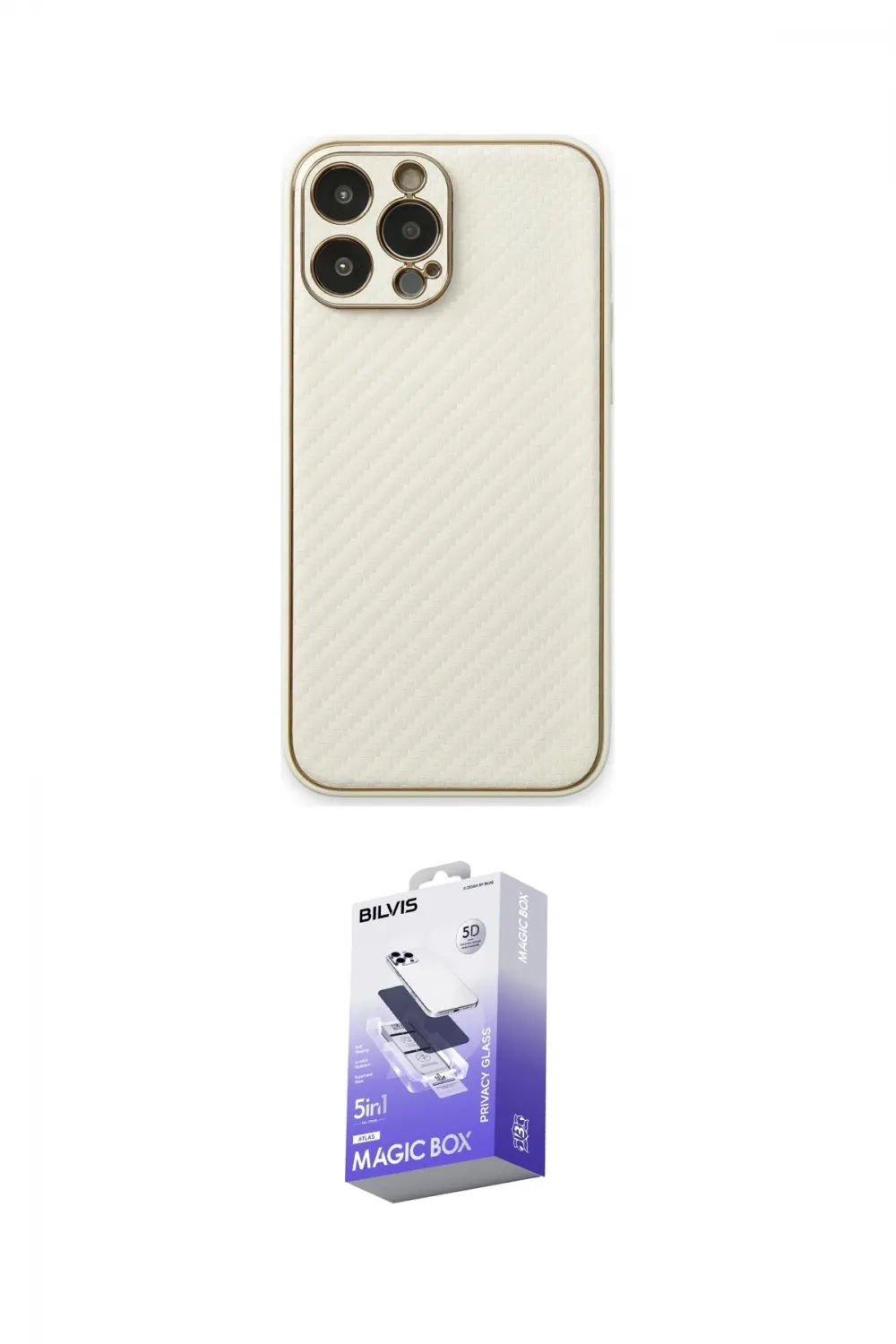 ieg™ iPhone 13 Pro Max Kılıf Ahenk Işık - Siyah Bilvis 5in1 5D Magic Hayalet Cam Ekran Koruyucu