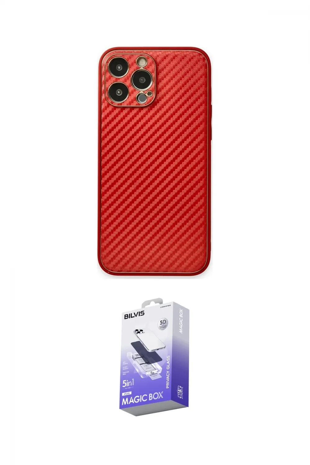 ieg™ iPhone 13 Pro Max Kılıf Ahenk Işık - Siyah Bilvis 5in1 5D Magic Hayalet Cam Ekran Koruyucu