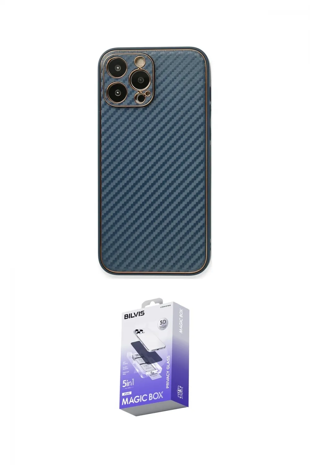 ieg™ iPhone 13 Pro Max Kılıf Ahenk Işık - Siyah Bilvis 5in1 5D Magic Hayalet Cam Ekran Koruyucu