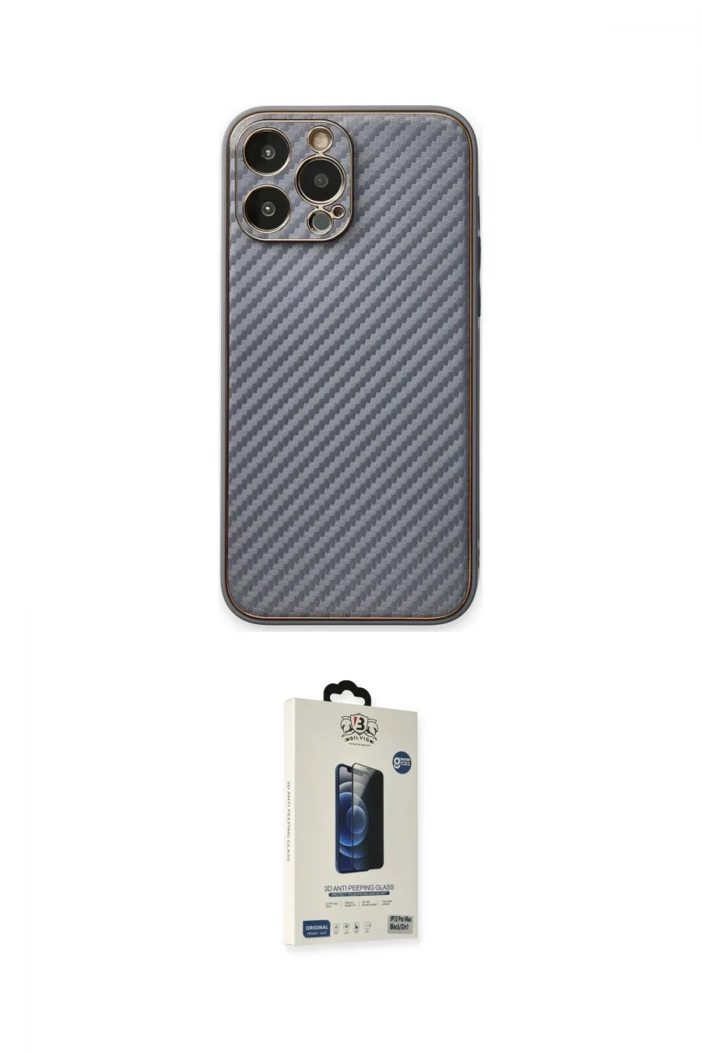 ieg™ iPhone 13 Pro Max Kılıf Ahenk Işık - Siyah Bilvis Hayalet Cam Ekran Koruyucu