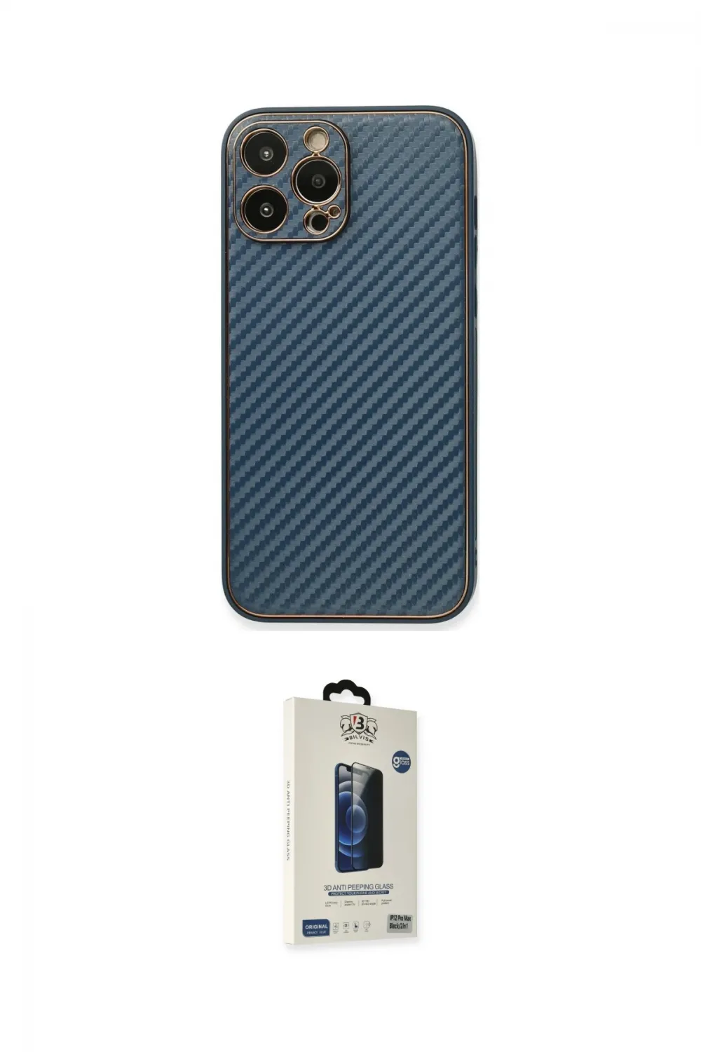 ieg™ iPhone 13 Pro Max Kılıf Ahenk Işık - Siyah Bilvis Hayalet Cam Ekran Koruyucu