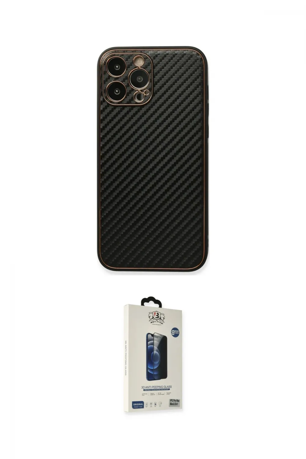 ieg™ iPhone 13 Pro Max Kılıf Ahenk Işık - Siyah Bilvis Hayalet Cam Ekran Koruyucu