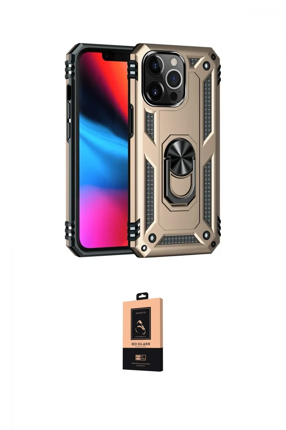 ieg™ iPhone 13 Pro Max Kılıf Ahenk Klasik Koleksiyonu - Şeffaf Maxco Cam Ekran Koruyucu