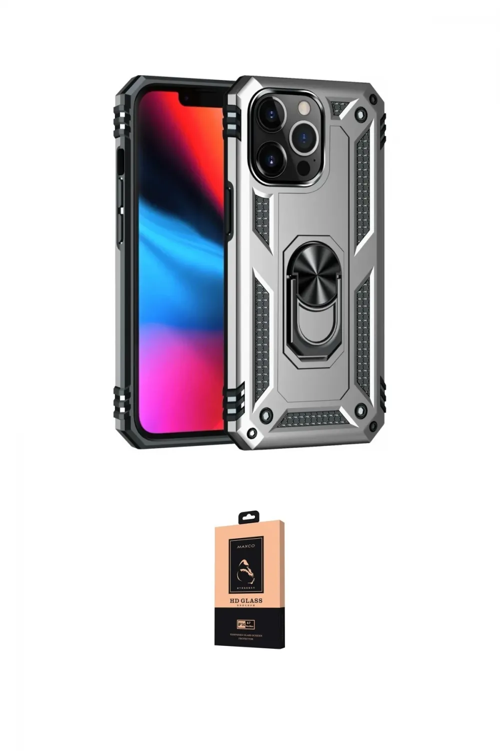 ieg™ iPhone 13 Pro Max Kılıf Ahenk Klasik Koleksiyonu - Şeffaf Maxco Cam Ekran Koruyucu