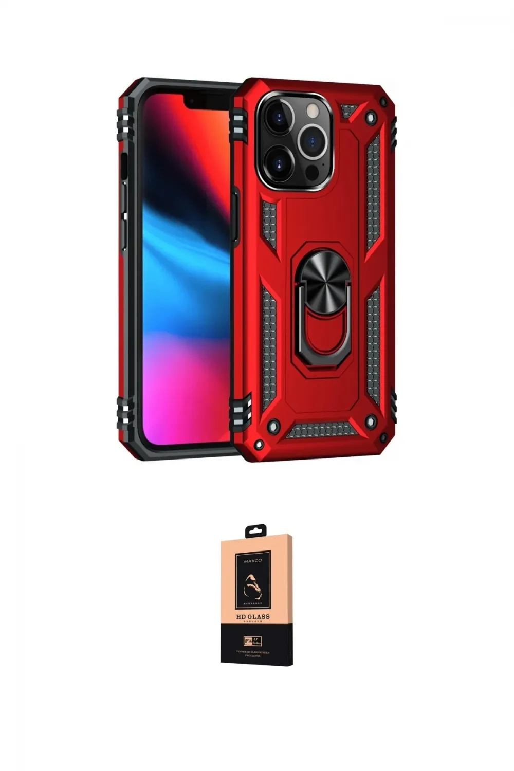 ieg™ iPhone 13 Pro Max Kılıf Ahenk Klasik Koleksiyonu - Şeffaf Maxco Cam Ekran Koruyucu