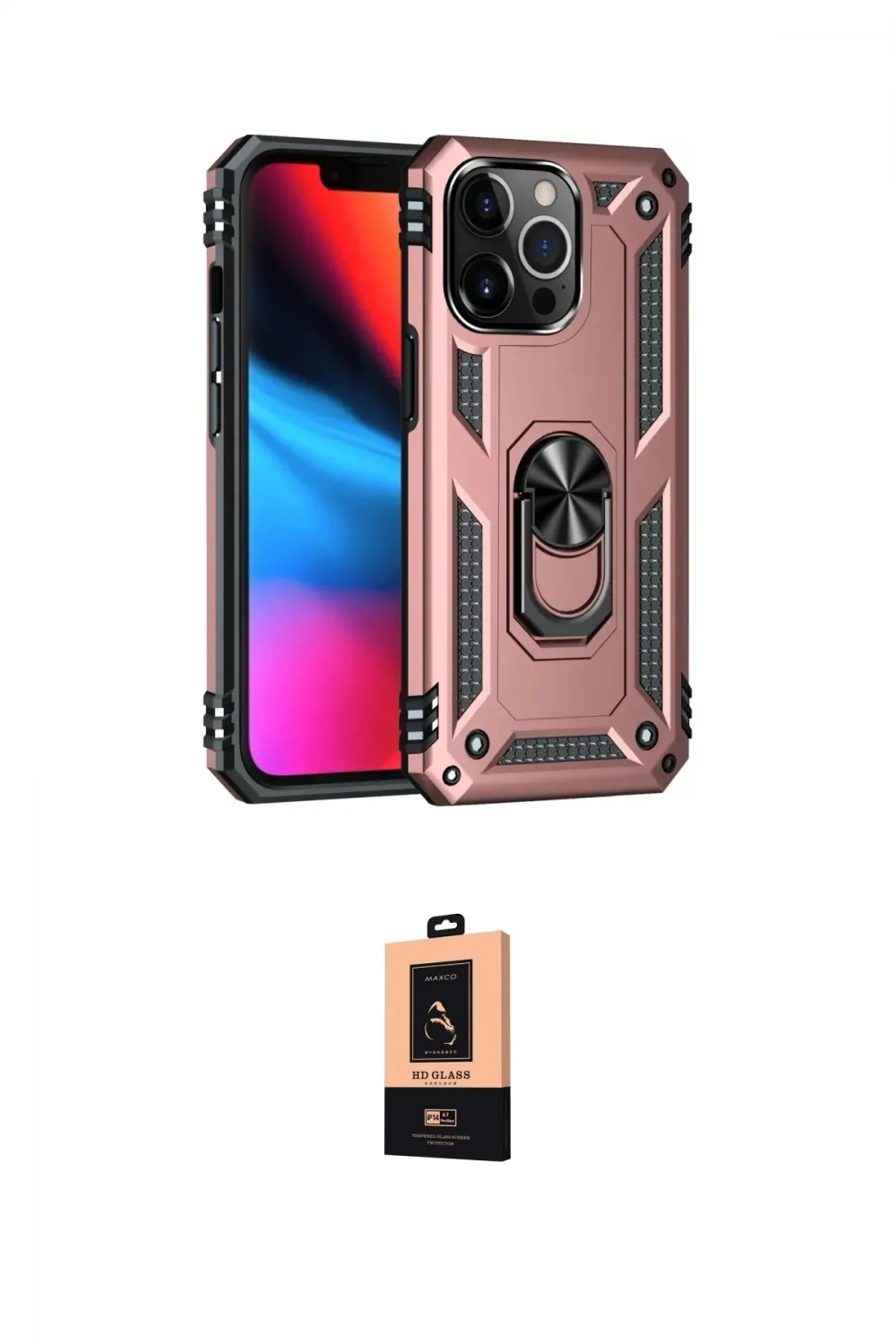 ieg™ iPhone 13 Pro Max Kılıf Ahenk Klasik Koleksiyonu - Şeffaf Maxco Cam Ekran Koruyucu
