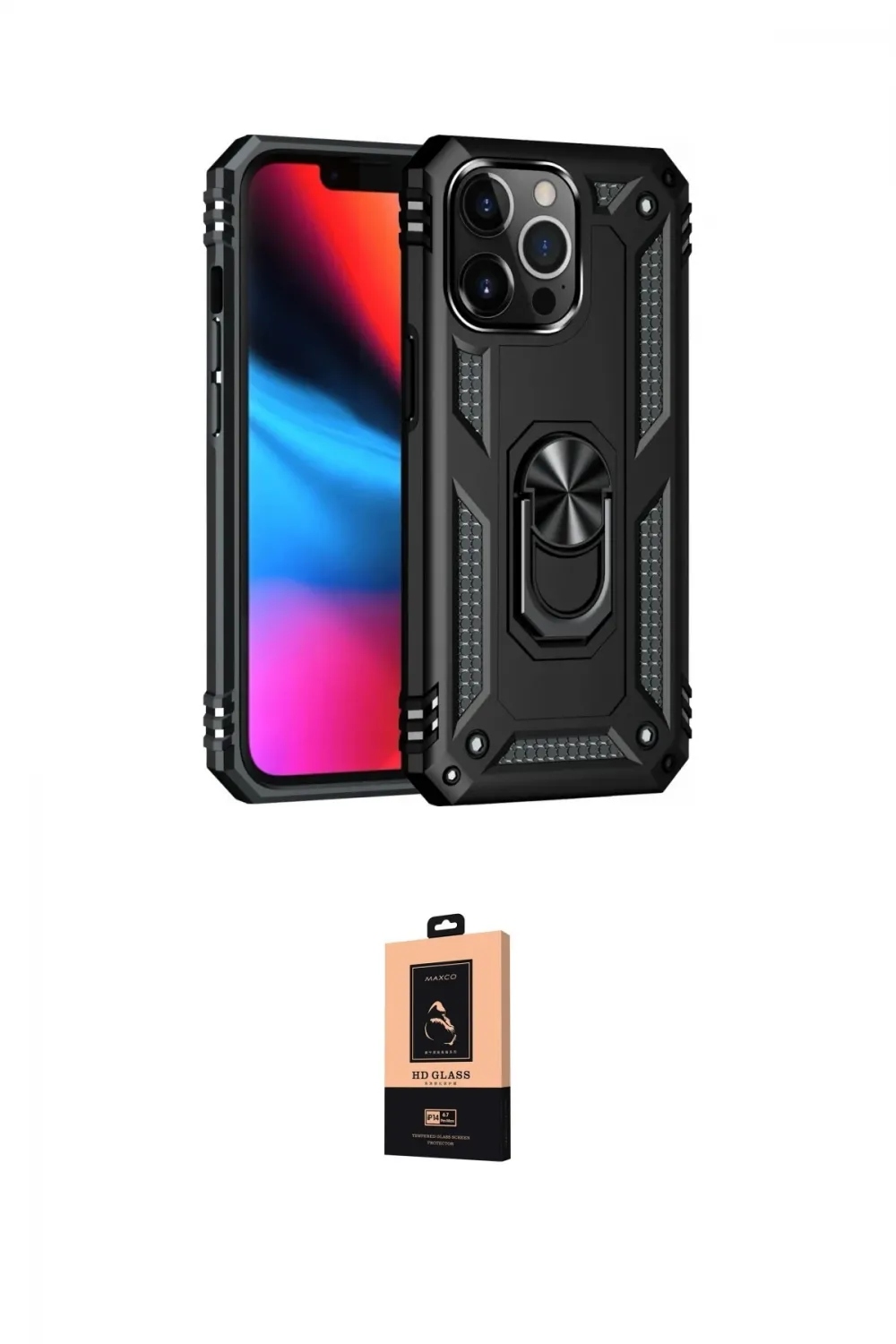ieg™ iPhone 13 Pro Max Kılıf Ahenk Klasik Koleksiyonu - Şeffaf Maxco Cam Ekran Koruyucu