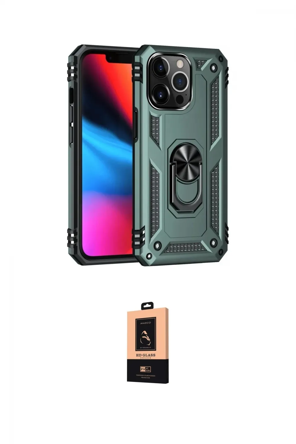 ieg™ iPhone 13 Pro Max Kılıf Ahenk Klasik Koleksiyonu - Şeffaf Maxco Cam Ekran Koruyucu