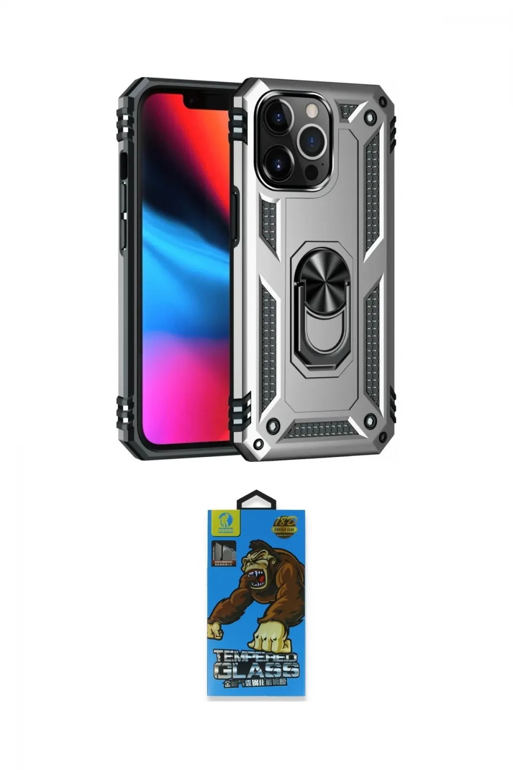 ieg™ iPhone 13 Pro Max Kılıf Ahenk Klasik Koleksiyonu - Siyah 18D Cam Ekran Koruyucu