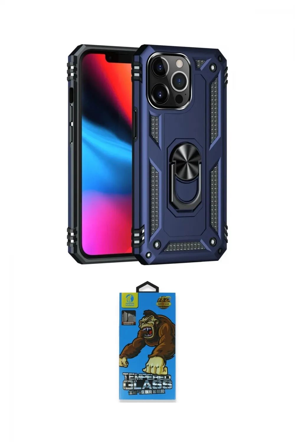 ieg™ iPhone 13 Pro Max Kılıf Ahenk Klasik Koleksiyonu - Siyah 18D Cam Ekran Koruyucu