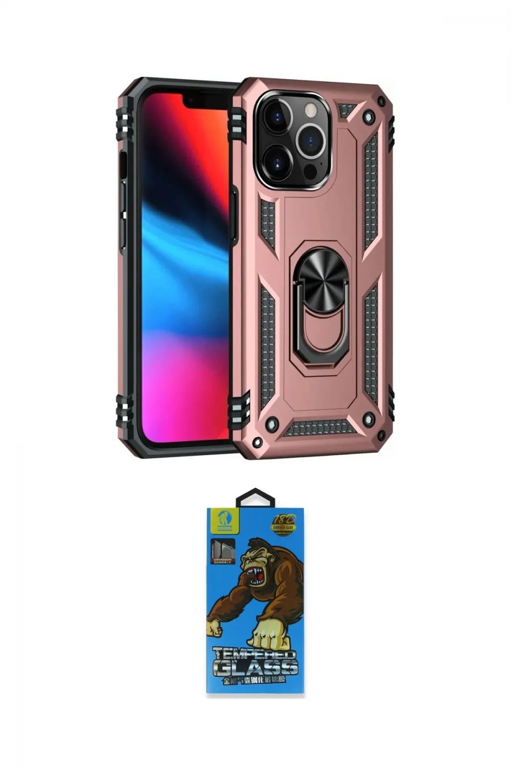 ieg™ iPhone 13 Pro Max Kılıf Ahenk Klasik Koleksiyonu - Siyah 18D Cam Ekran Koruyucu