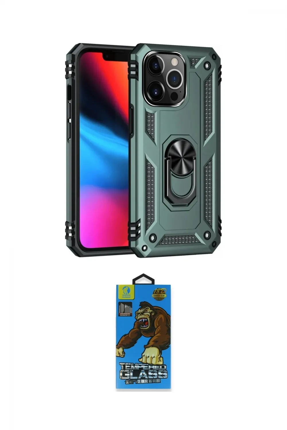 ieg™ iPhone 13 Pro Max Kılıf Ahenk Klasik Koleksiyonu - Siyah 18D Cam Ekran Koruyucu