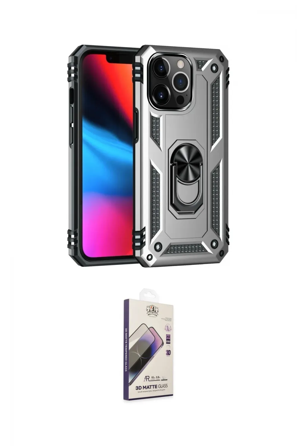 ieg™ iPhone 13 Pro Max Kılıf Ahenk Klasik Koleksiyonu - Siyah Bilvis 3D Mat Cam Ekran Koruyucu