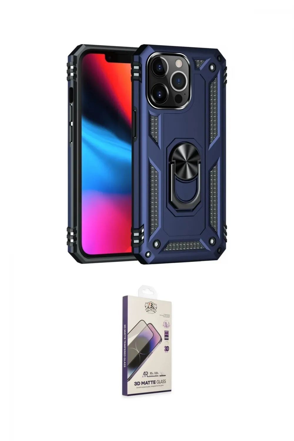 ieg™ iPhone 13 Pro Max Kılıf Ahenk Klasik Koleksiyonu - Siyah Bilvis 3D Mat Cam Ekran Koruyucu