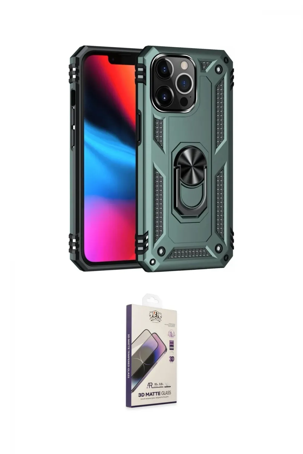 ieg™ iPhone 13 Pro Max Kılıf Ahenk Klasik Koleksiyonu - Siyah Bilvis 3D Mat Cam Ekran Koruyucu