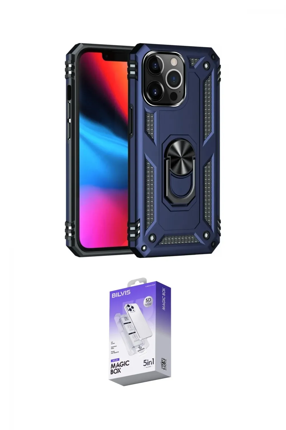 ieg™ iPhone 13 Pro Max Kılıf Ahenk Klasik Koleksiyonu - Siyah Bilvis 5in1 3D Magic Cam Ekran Koruyucu