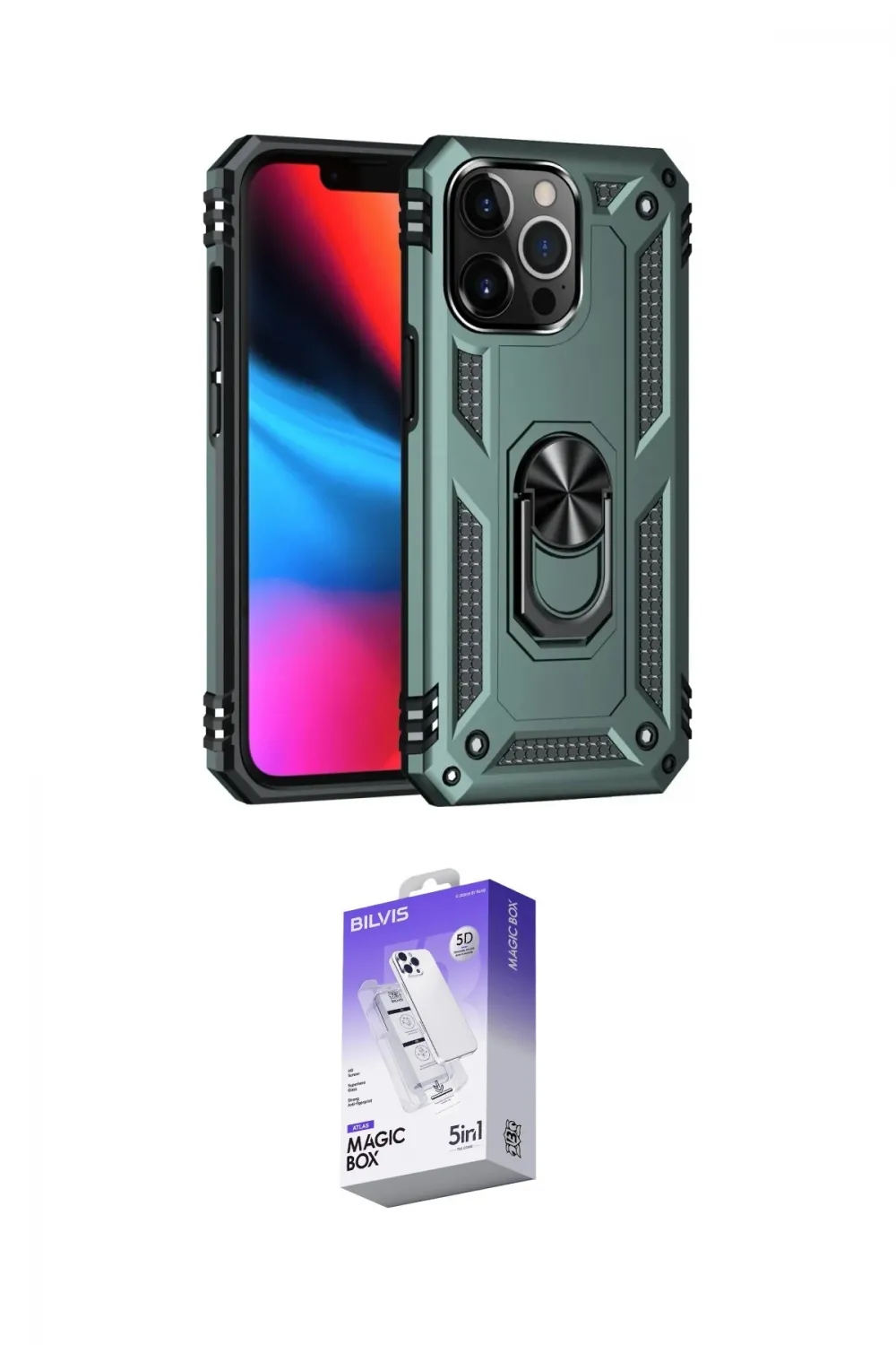 ieg™ iPhone 13 Pro Max Kılıf Ahenk Klasik Koleksiyonu - Siyah Bilvis 5in1 3D Magic Cam Ekran Koruyucu