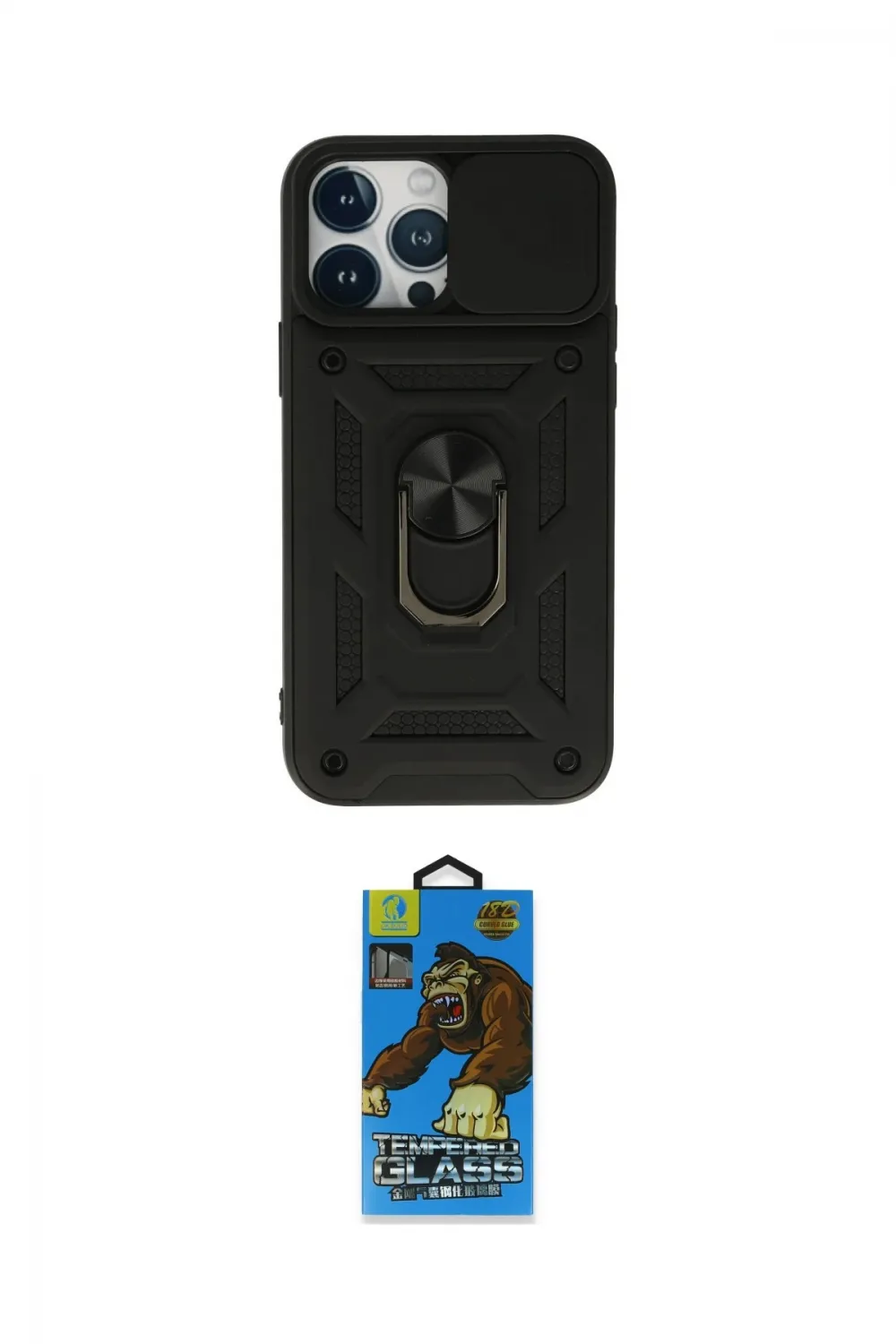 ieg™ iPhone 13 Pro Max Kılıf Ahenk Klasik - Siyah 18D Cam Ekran Koruyucu