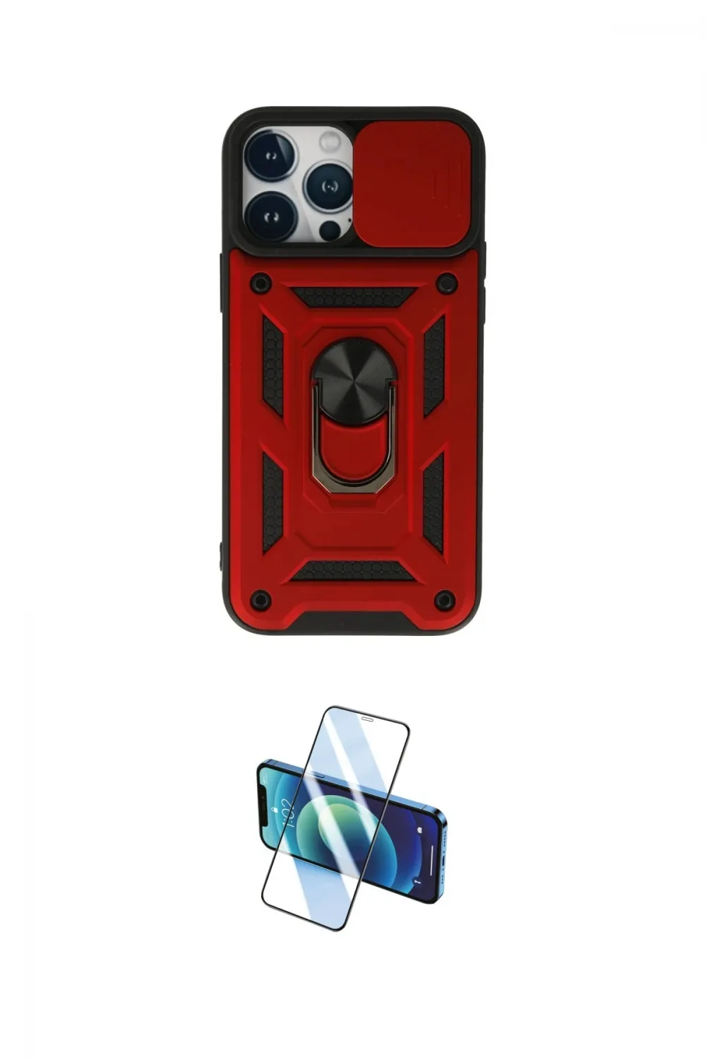 ieg™ iPhone 13 Pro Max Kılıf Ahenk Klasik - Siyah 3D Antistatik Cam Ekran Koruyucu