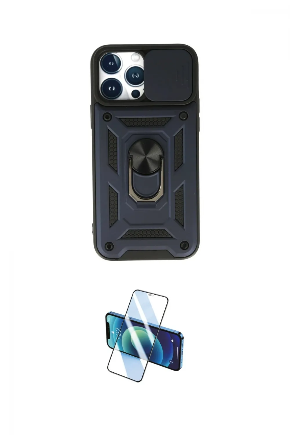 ieg™ iPhone 13 Pro Max Kılıf Ahenk Klasik - Siyah 3D Antistatik Cam Ekran Koruyucu