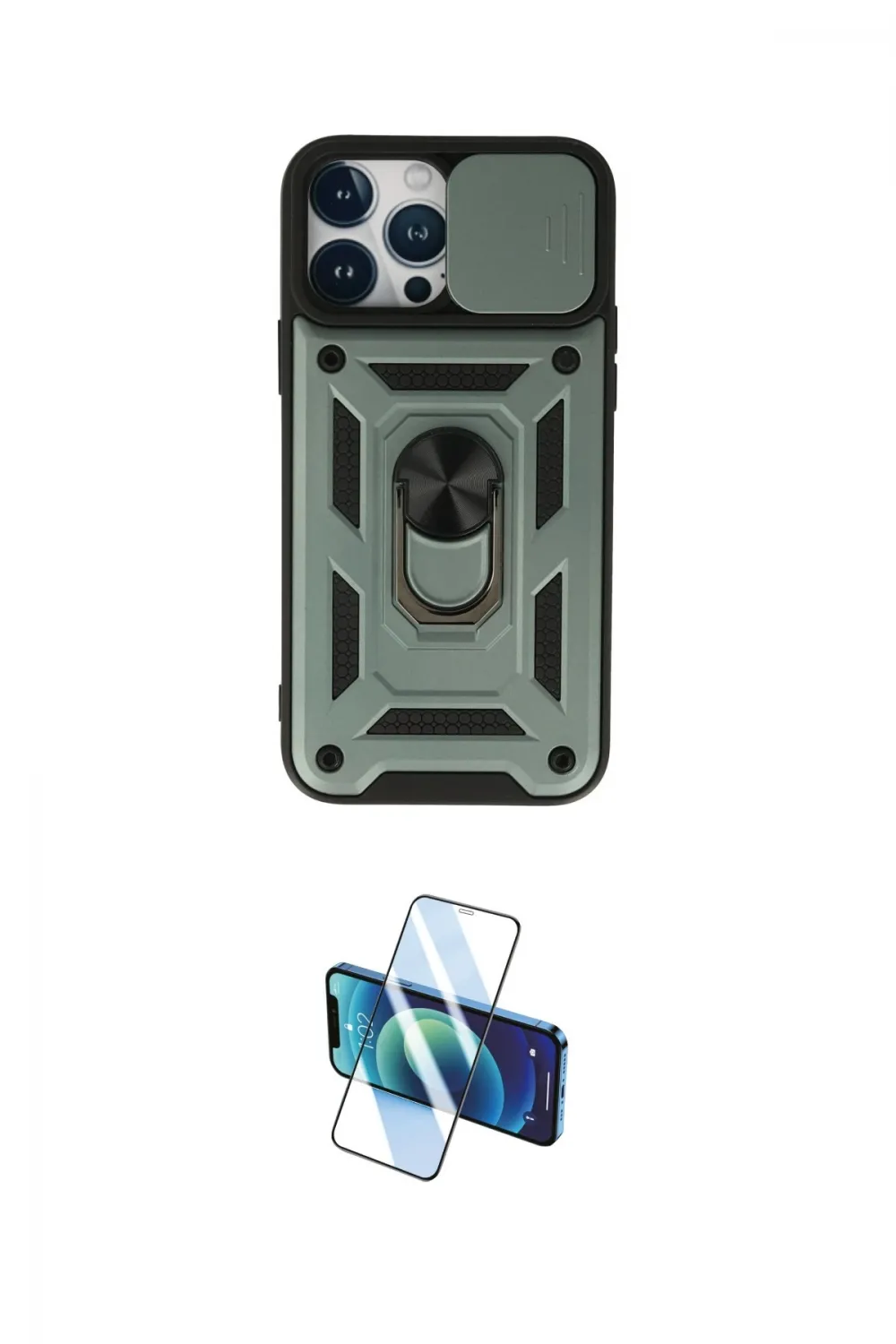 ieg™ iPhone 13 Pro Max Kılıf Ahenk Klasik - Siyah 3D Antistatik Cam Ekran Koruyucu