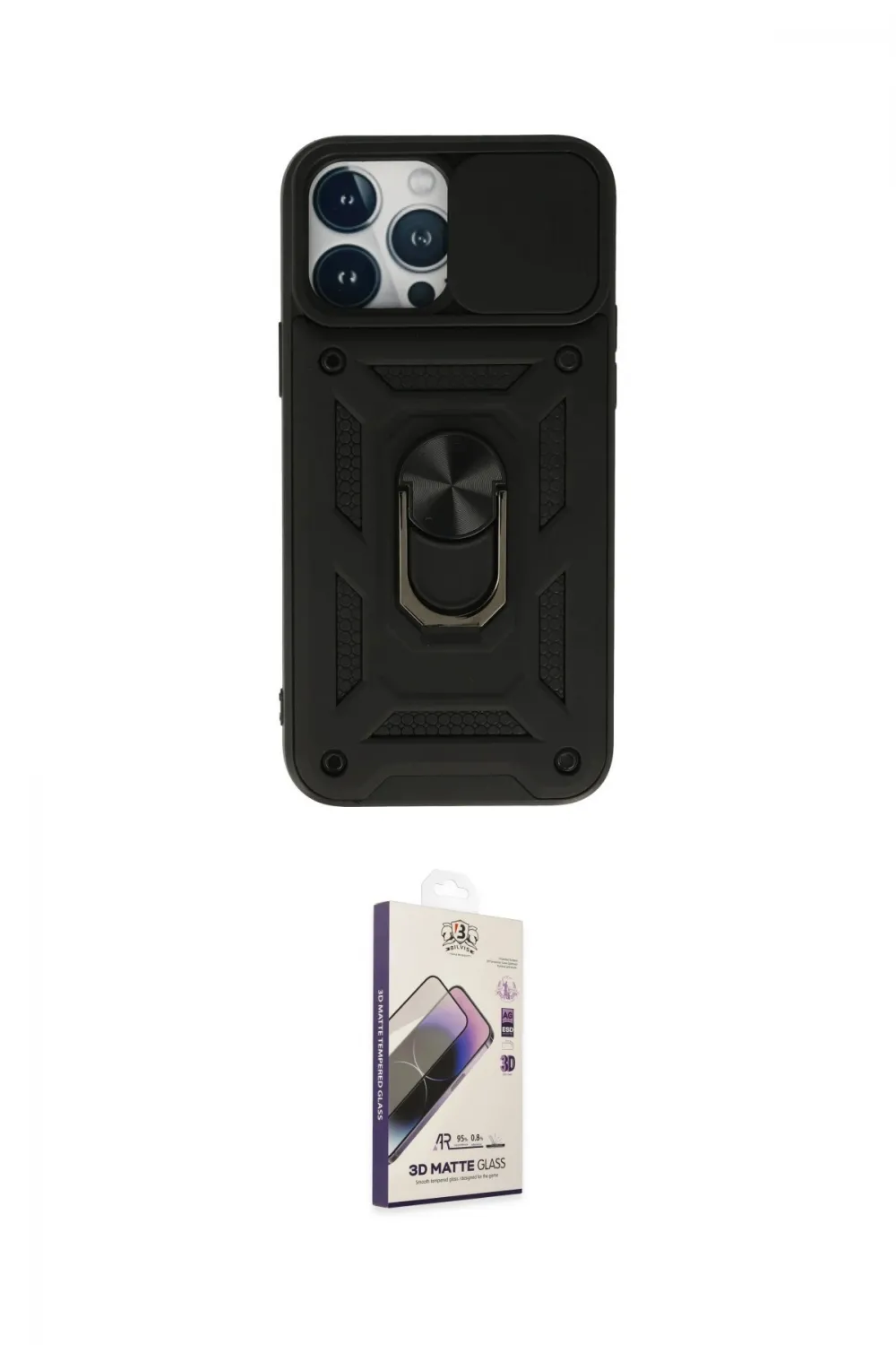 ieg™ iPhone 13 Pro Max Kılıf Ahenk Klasik - Siyah Bilvis 3D Mat Cam Ekran Koruyucu