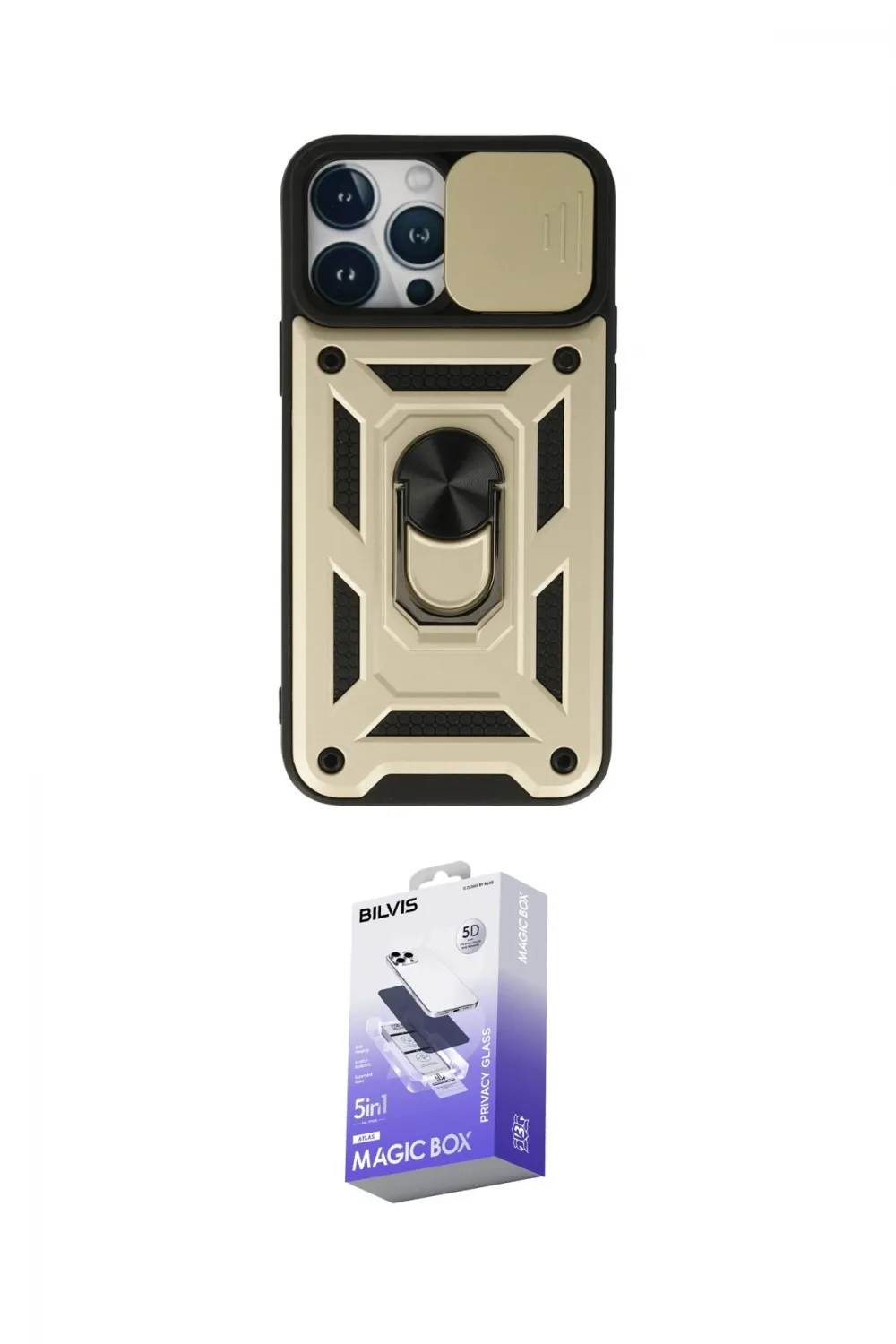 ieg™ iPhone 13 Pro Max Kılıf Ahenk Klasik - Siyah Bilvis 5in1 5D Magic Hayalet Cam Ekran Koruyucu