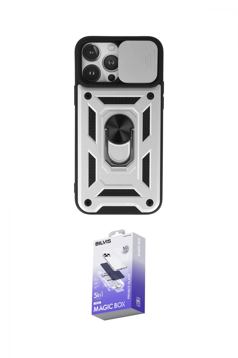 ieg™ iPhone 13 Pro Max Kılıf Ahenk Klasik - Siyah Bilvis 5in1 5D Magic Hayalet Cam Ekran Koruyucu