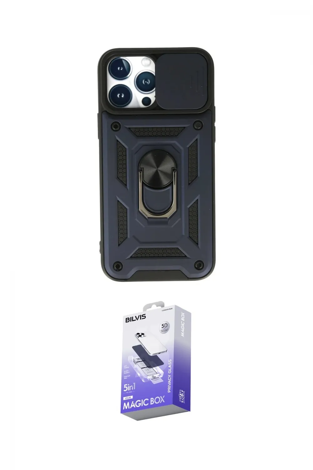 ieg™ iPhone 13 Pro Max Kılıf Ahenk Klasik - Siyah Bilvis 5in1 5D Magic Hayalet Cam Ekran Koruyucu