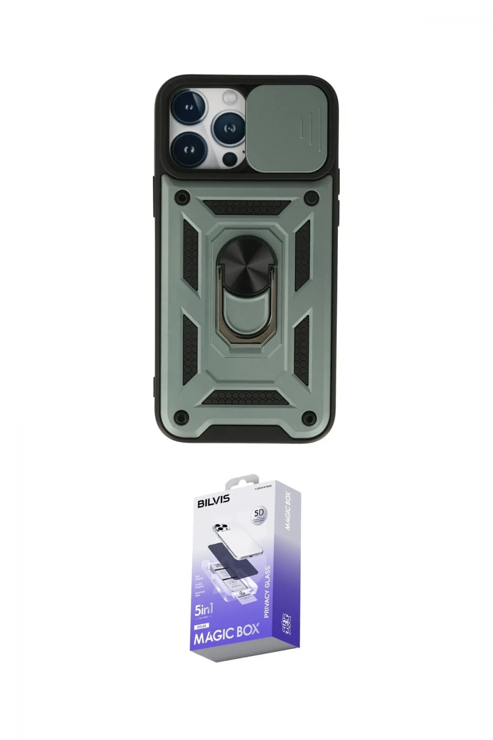 ieg™ iPhone 13 Pro Max Kılıf Ahenk Klasik - Siyah Bilvis 5in1 5D Magic Hayalet Cam Ekran Koruyucu