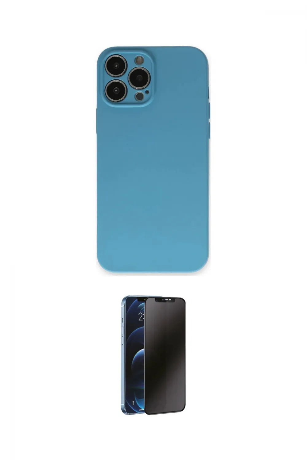 ieg™ iPhone 13 Pro Max Kılıf Ahenk Serisi - Siyah 3D Antistatik Hayalet Cam Ekran Koruyucu