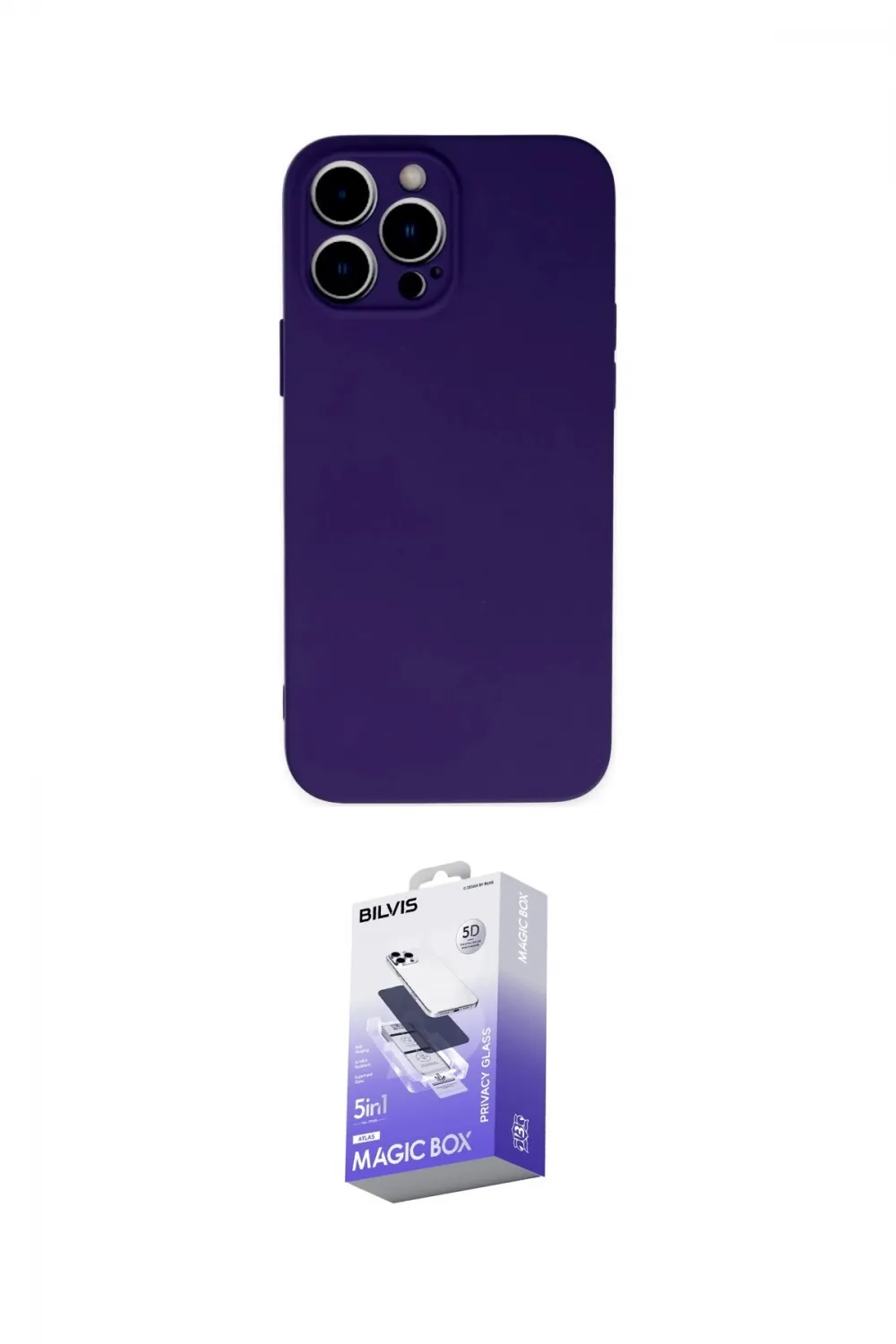 ieg™ iPhone 13 Pro Max Kılıf Ahenk Serisi - Siyah Bilvis 5in1 5D Magic Hayalet Cam Ekran Koruyucu
