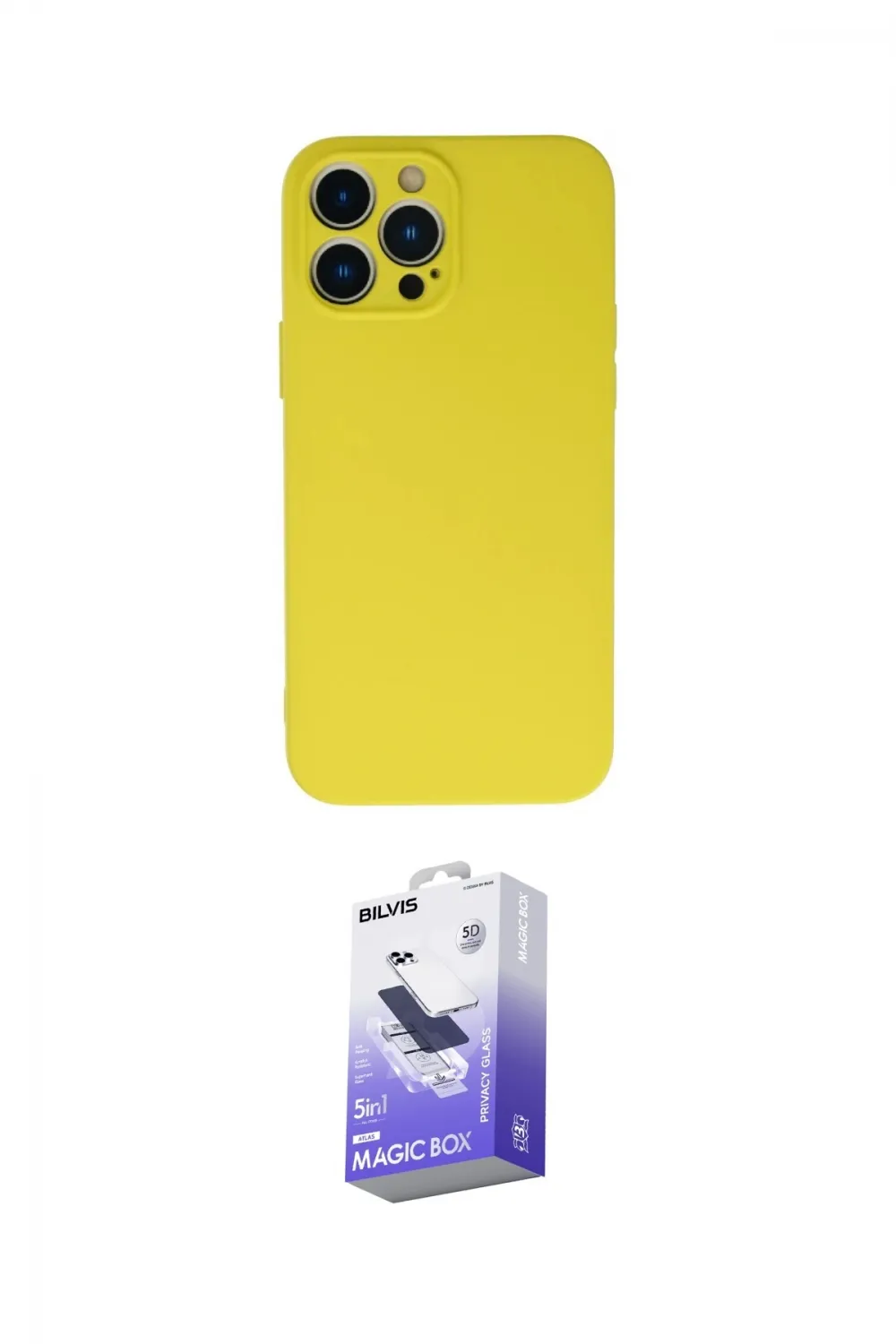 ieg™ iPhone 13 Pro Max Kılıf Ahenk Serisi - Siyah Bilvis 5in1 5D Magic Hayalet Cam Ekran Koruyucu