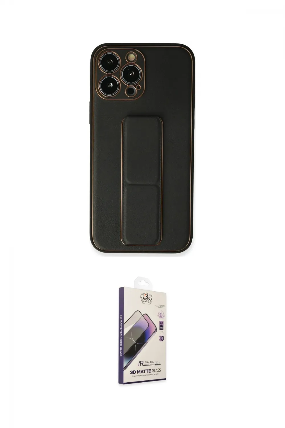 ieg™ iPhone 13 Pro Max Kılıf Akış Doku - Siyah Bilvis 3D Mat Cam Ekran Koruyucu