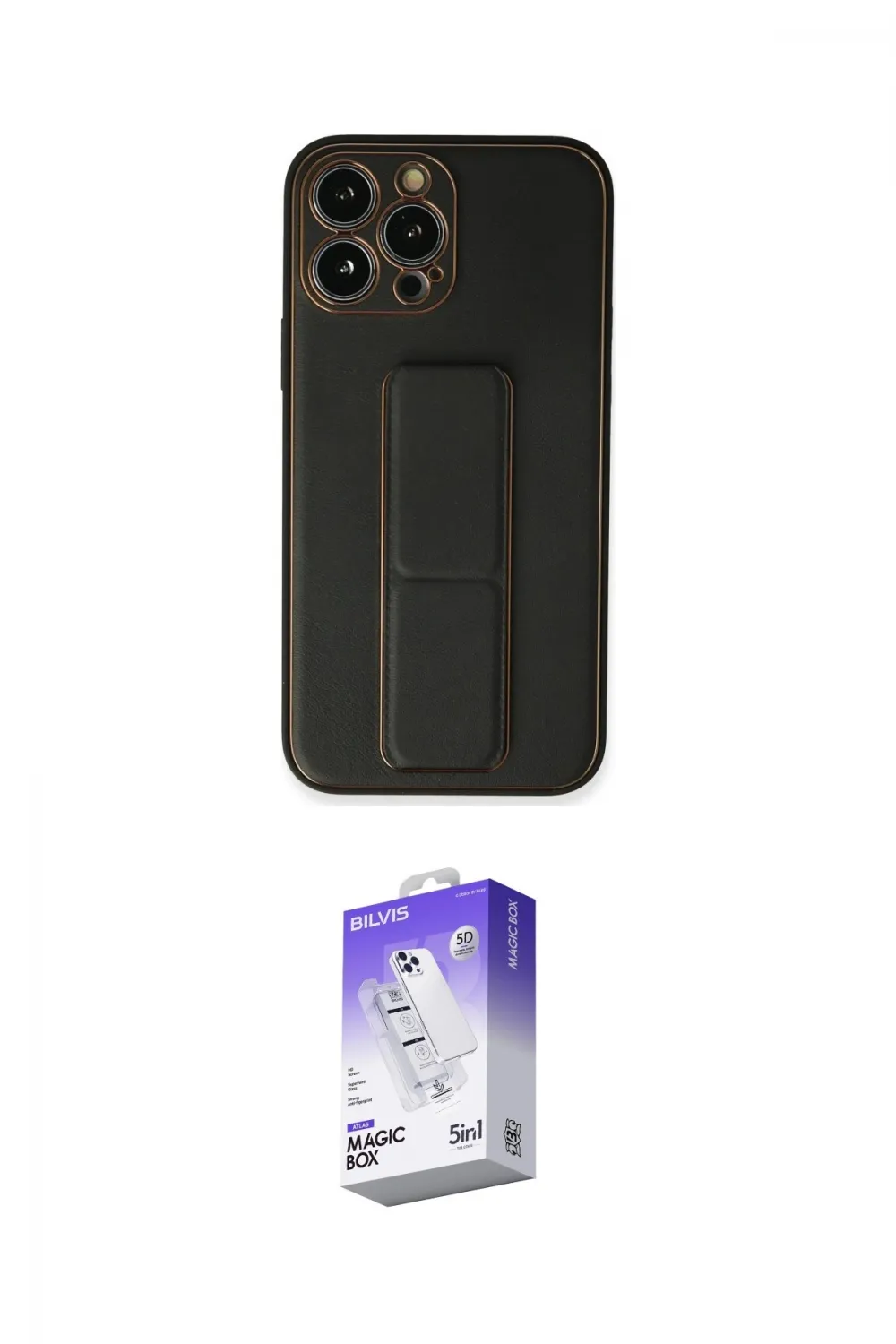 ieg™ iPhone 13 Pro Max Kılıf Akış Doku - Siyah Bilvis 5in1 3D Magic Cam Ekran Koruyucu